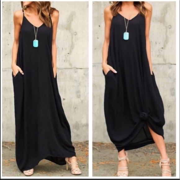 Maxi Dress Oversized Pockets New - Picture 2 of 4